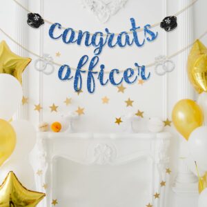 Ambishi Blue Glitter Congrats Officer Banner, Congrats Officer Grad Sign, Class of 2024 Graduation Bunting Decor, Police Academy Graduation Party Decoration Supplies