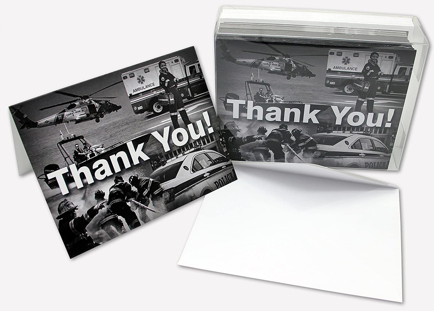 Small World Greetings First Responder Thank You Cards 24 Count - Blank Inside with White Envelopes - A2 Size 5.5" x 4.25" - Police, Firefighters, Paramedics, Emergency Personnel and More