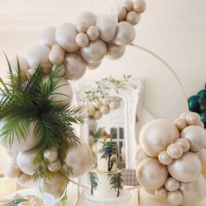 Kozee Pearl white Double-Stuffed Balloons different sizes 63 PACK 18/12/10/5 inch White sand ivory balloon Garland kit For Wedding birde to be Birthday anniversary decorations