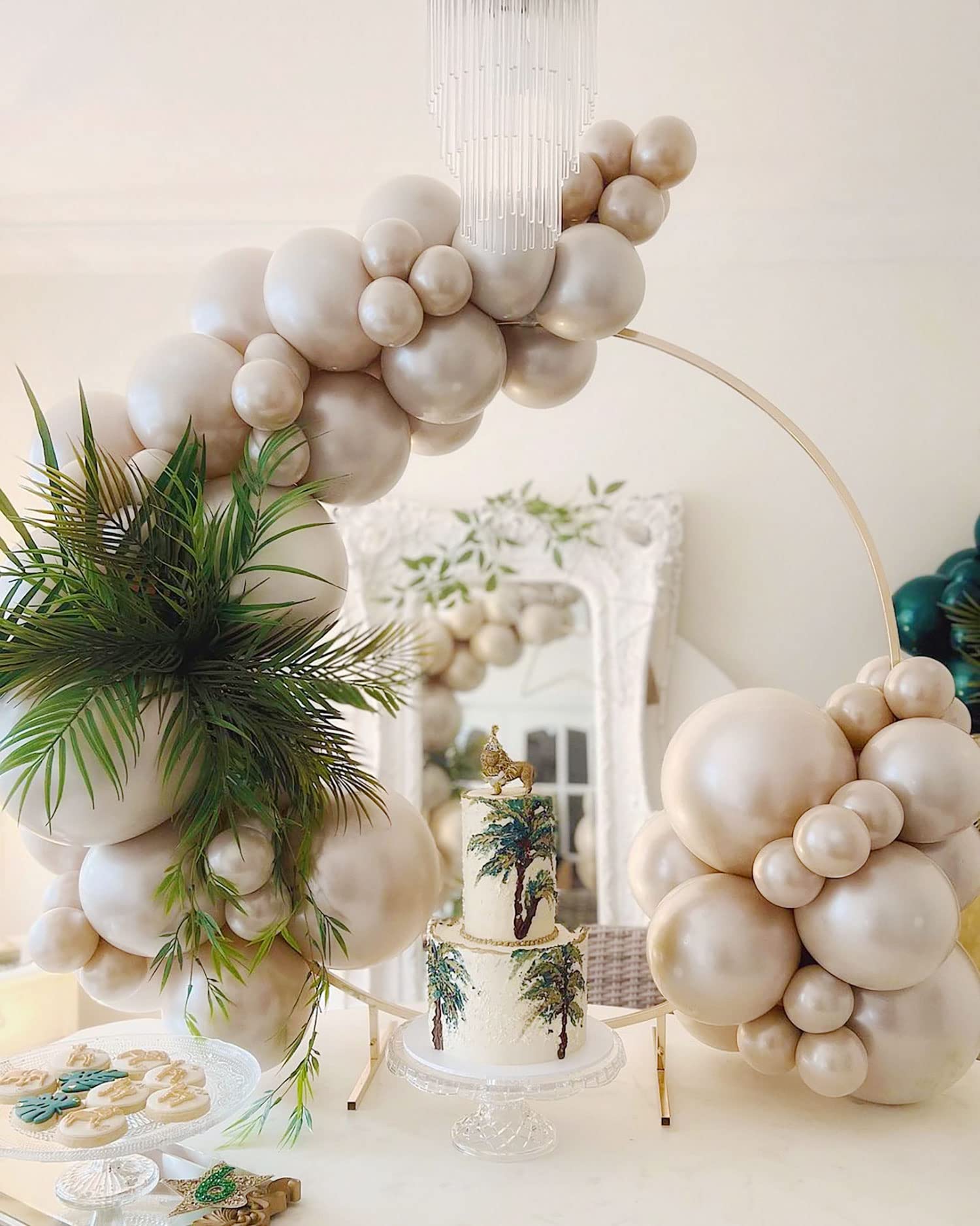 Kozee Pearl white Double-Stuffed Balloons different sizes 63 PACK 18/12/10/5 inch White sand ivory balloon Garland kit For Wedding birde to be Birthday anniversary decorations