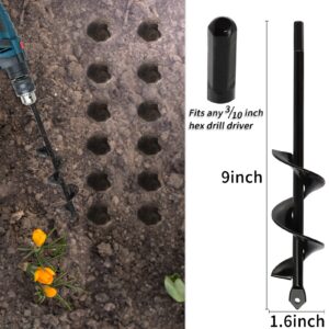 4 Set Auger Drill Bit for Planting,Heavy Duty Garden Auger Spiral Drill Bit Bulb Planter Tool for Planting Bedding Plants,Universal for Cordless Drill(1.6"x9",1.6"x16.5",3"x16.5",3"x12")