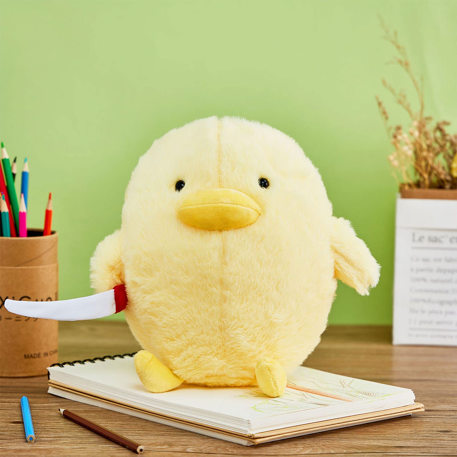 Kephay Cute Duck Plush with Knife Duckling Stuffed Animal Plush Toy Duckie Throw Pillow Plushies Doll Toys Gift for Boys Girls Adults (Yellow, 11.8 inch)