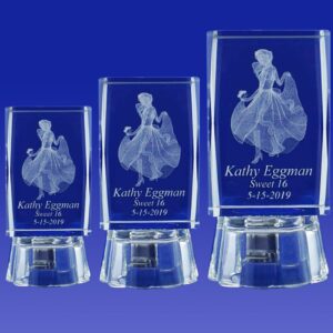 quinceañera party favor 12 pieces 3d crystal favor personalization customization laser engraving - birthday, mis xv años, mis 15 años, sweet 15 and sweet 16 (2.5"h)