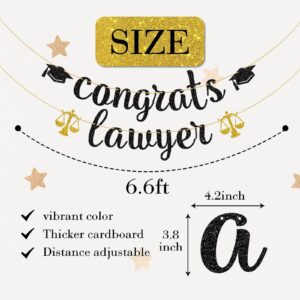 Ambishi Black Glitter Congrats Lawyer Banner, Congrats Law Grad Sign, Class of 2024 Graduation Bunting Decor, Lawyer Up Future Lawyer Garland for Law School Survivor