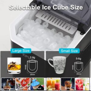 KPUY Ice Maker Machine Countertop Ice Machine for Home, Self-Cleaning Ice Maker, 9 Cubes Ready in 6-13 Mins, 12KGs in 24Hrs Portable Ice Cube Maker Machine for Home/Kitchen/Office/Bar