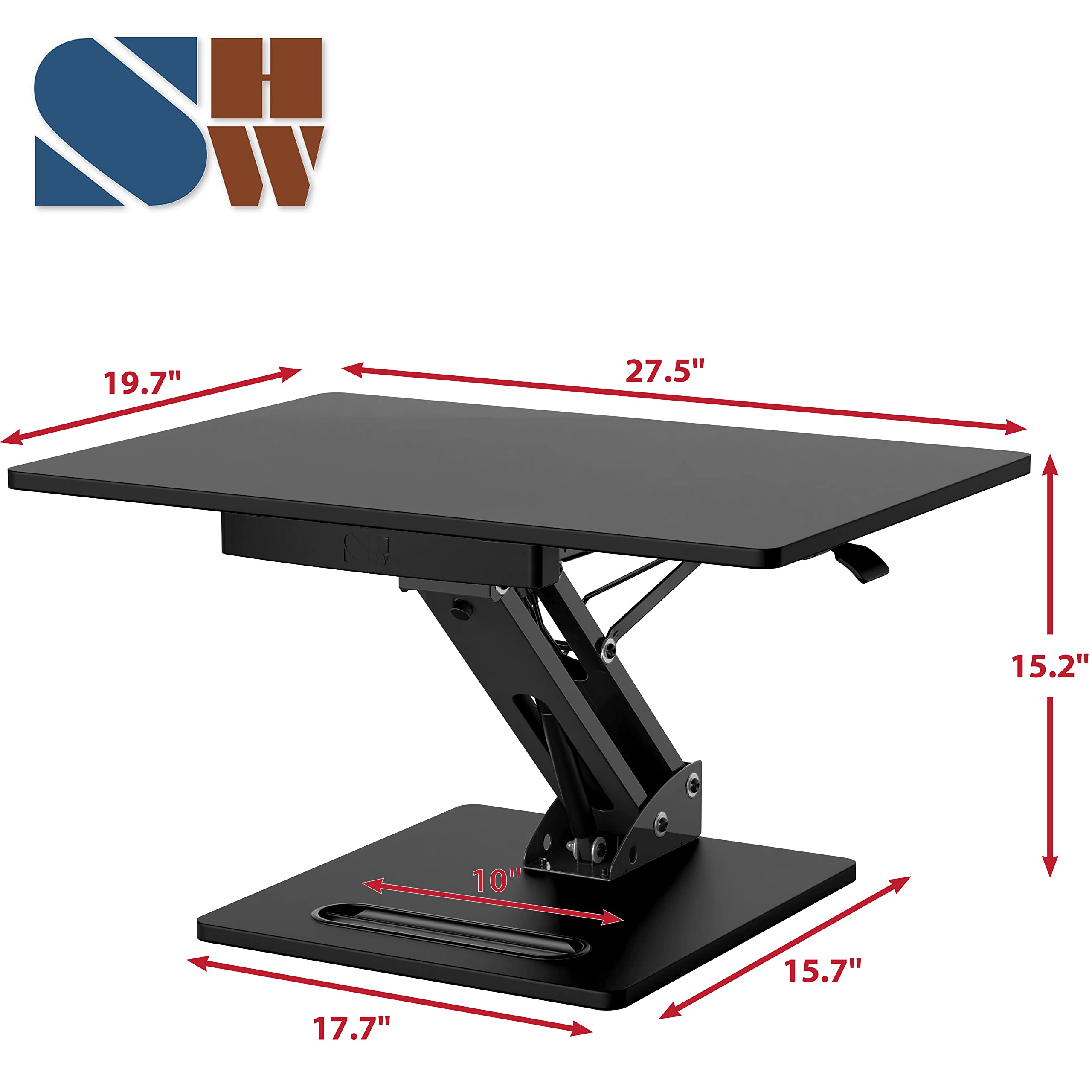 SHW 28" Over Desk Height Adjustable Standing Desk, Black