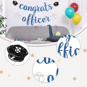 Ambishi Blue Glitter Congrats Officer Banner, Congrats Officer Grad Sign, Class of 2024 Graduation Bunting Decor, Police Academy Graduation Party Decoration Supplies