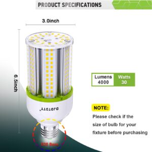 DJDTDTY Amazon High Brightness LED Light Bulb，30W LED Corn Light Bulb, E26 E39 Base LED Corn Lamp, 5000 Lumen 5000K Daylight 100V~277V Corn Cob Light Bulb for Indoor Outdoor (30 Watts, 1 Pack)