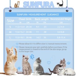 SUNFURA Cat Recovery Suit, Kitten Surgical Full Bodysuit for Abdominal Wound Protector Anti Licking After Surgery, Professional Bandages Cone E-Collar Alternative for Small Male & Female Pets