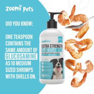 Zoomi Pets Liquid Glucosamine for Dogs (16oz) - Hip and Joint Supplement with Hyaluronic Acid, MSM, Manganese & Glucosamine Chondroitin for Dogs - Dog Joint Supplement Large Breed, Medium & Small Dogs