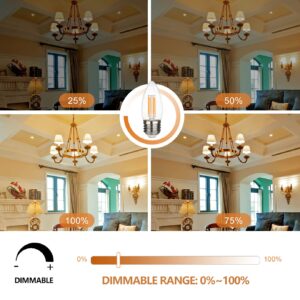 YIMILITE B11 E26 LED Candelabra Bulbs 4.5W(40 Watt Equivalent) 2700K Warm White 450LM Dimmable LED Filament Chandelier Light Bulbs Clear Glass Candle Lamp for Ceiling Fan Home Decor 6 Pack