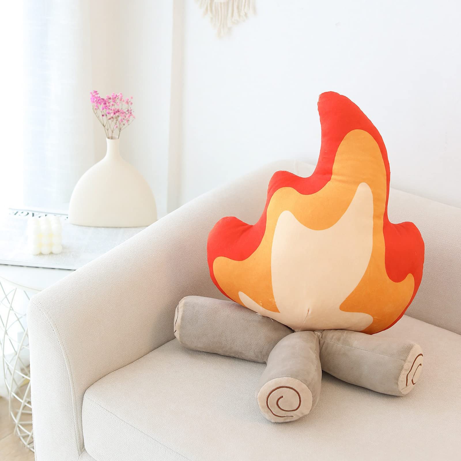 17.7in Funny Campfire Plush Pillow, Fake Campfire Pillow, Simulation Bonfire Plush Toy, Fake Fire Soft Stuffed Weird Room Decor, Kids Camping Decor Gift, Outdoor Activities Camping Toy Sets