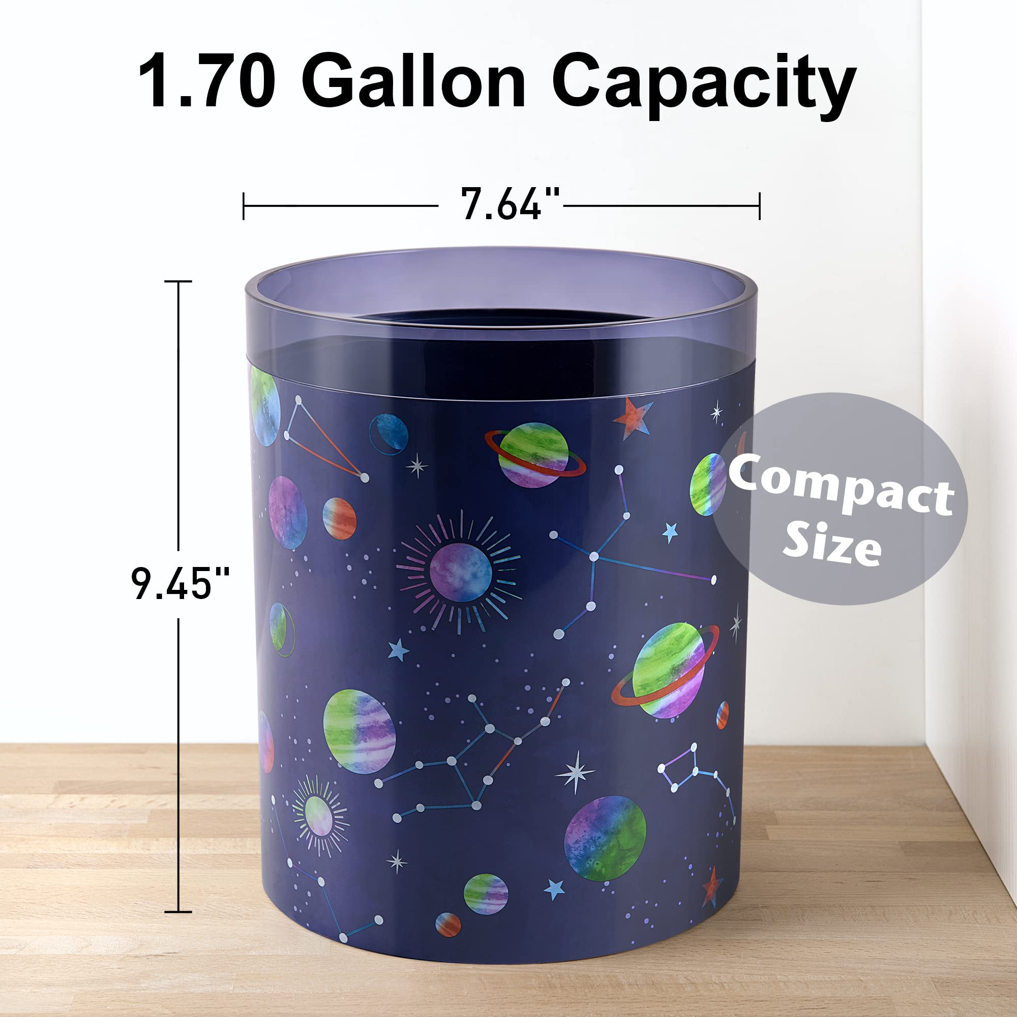 Allure Home Creation Starry Night Plastic Wastebasket/Trash Can 1.61 Gallons