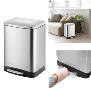 Innovaze 3.2 Gal./12 Liter Rectangular Stainless Steel Step-on Trash Can for Bathroom and Office