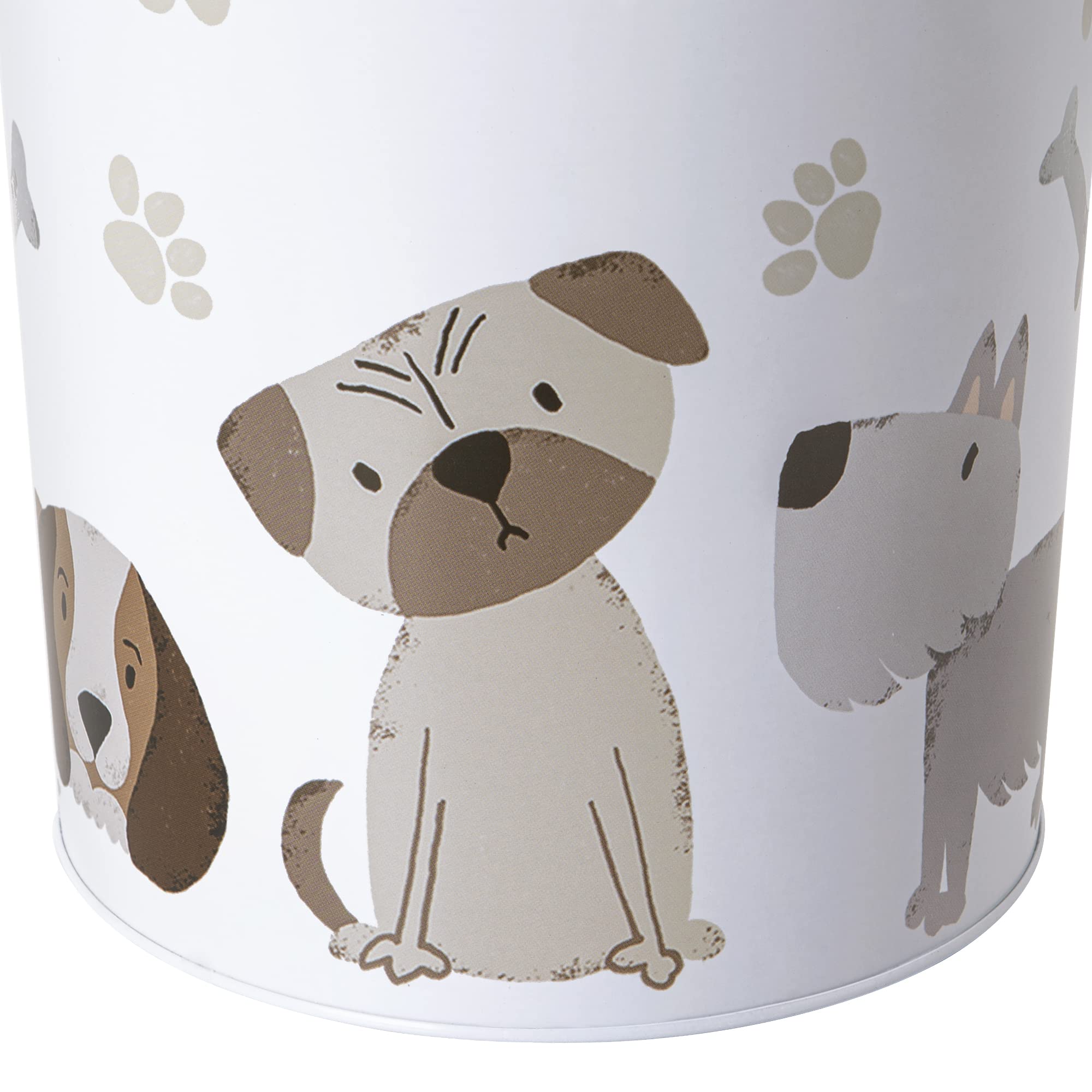 Allure Home Creation Puppy Love Metal Wastebasket Small Size 1.28 Gallons