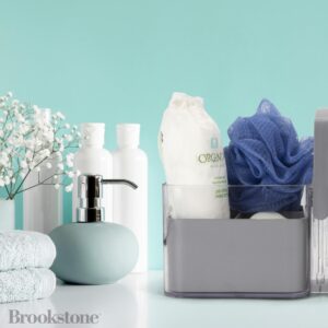 Brookstone, Portable Shower Caddy with Handle, Bathroom Organizer Basket with Removable Inners, Plastic Bath Tote, [BPA Free]