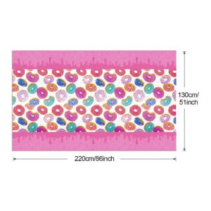 PHOGARY Donut Themed Tablecloth Plastic, Disposable Table Covers, Dessert Time Party Supplies, Ideal for Girl Birthday Party Decoraion, Baby Showers (1)