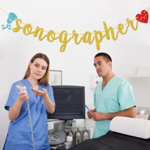 Sonographer Banner, Sonographer Decor, Sonographer Party Supplies, Sonographer Graduation Party Decorations (Gold Glitter)