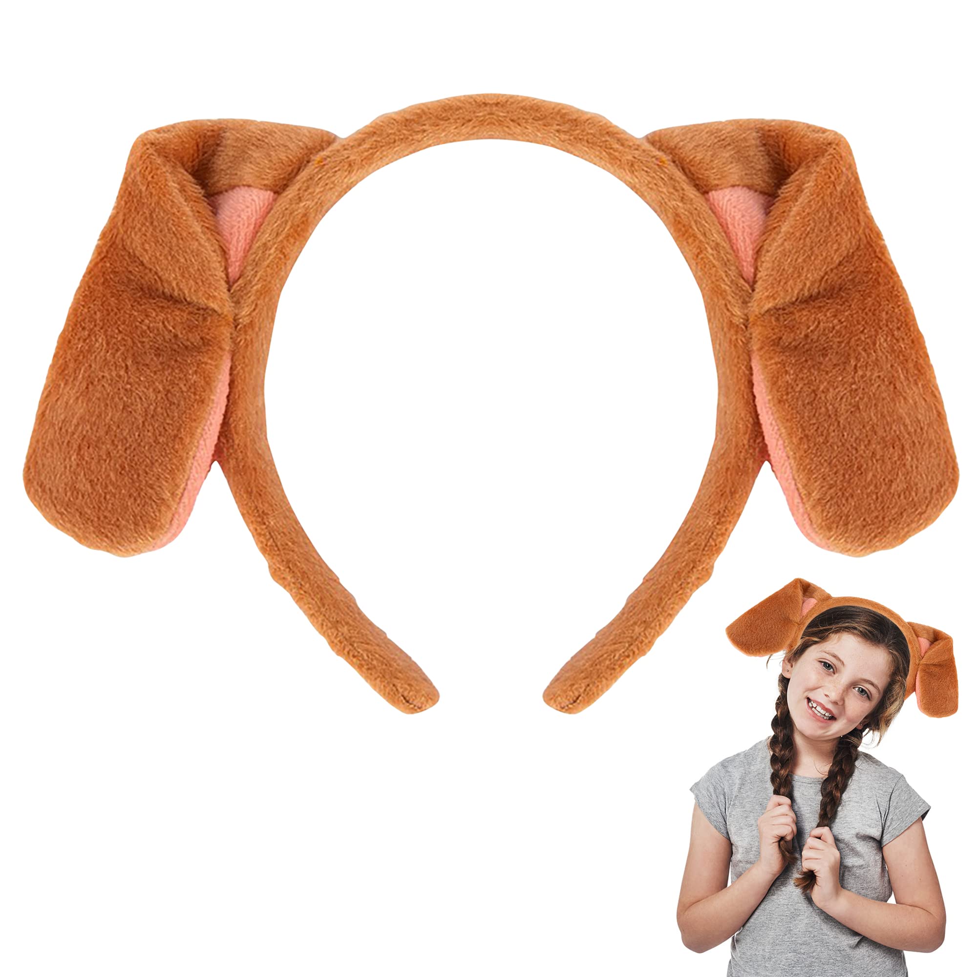 HOYDATE Dalmatian Headband with Dog Ears Costume Dog Ears Headband Cartoon Hair Hoop Headband Hair Accessories for Cosplay Party (Brown)