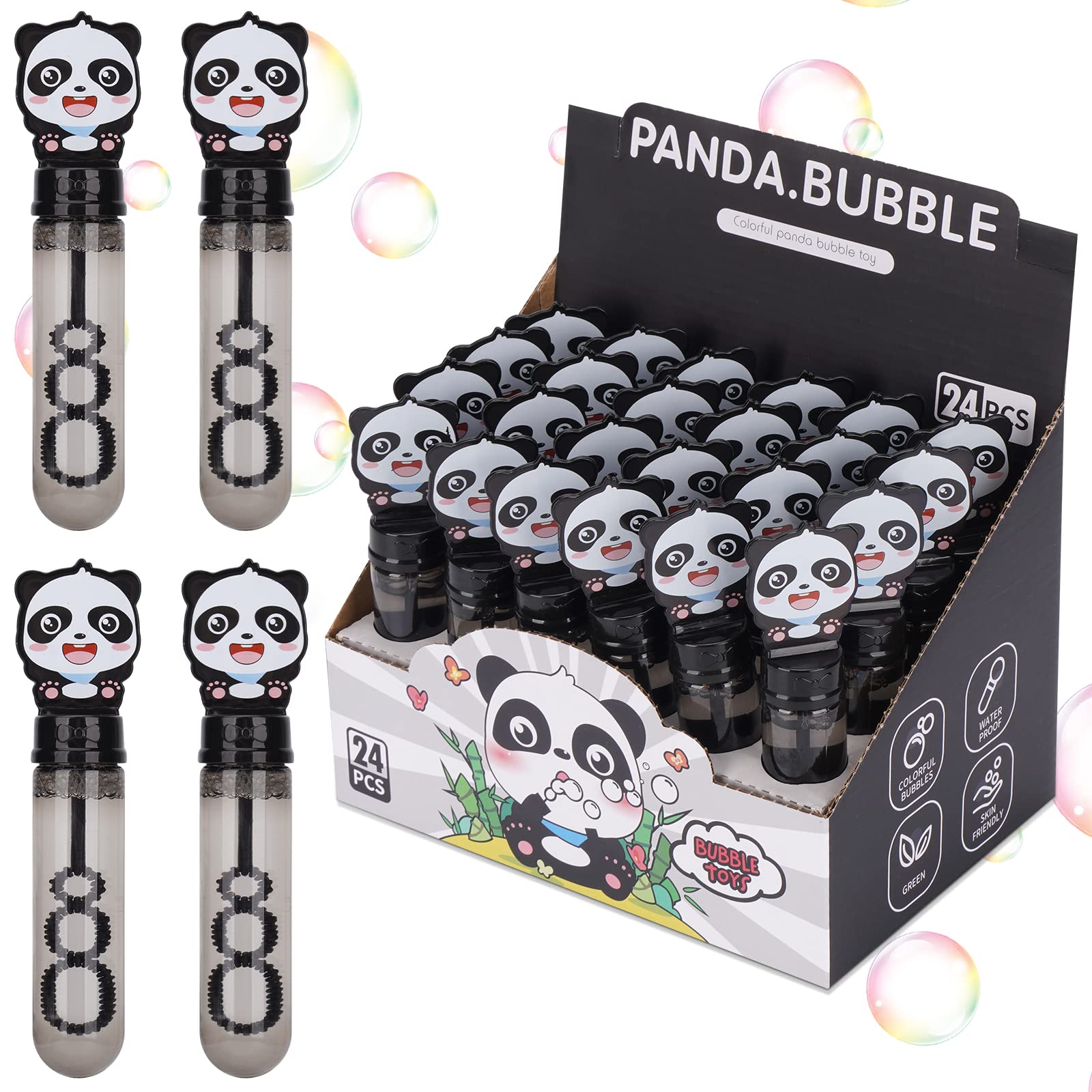 Panda Party Favors Supplies Panda Bubble Wands for Kids Panda Bubble Blowing Toy Gift Goodie Bag Stuffers 24PCS