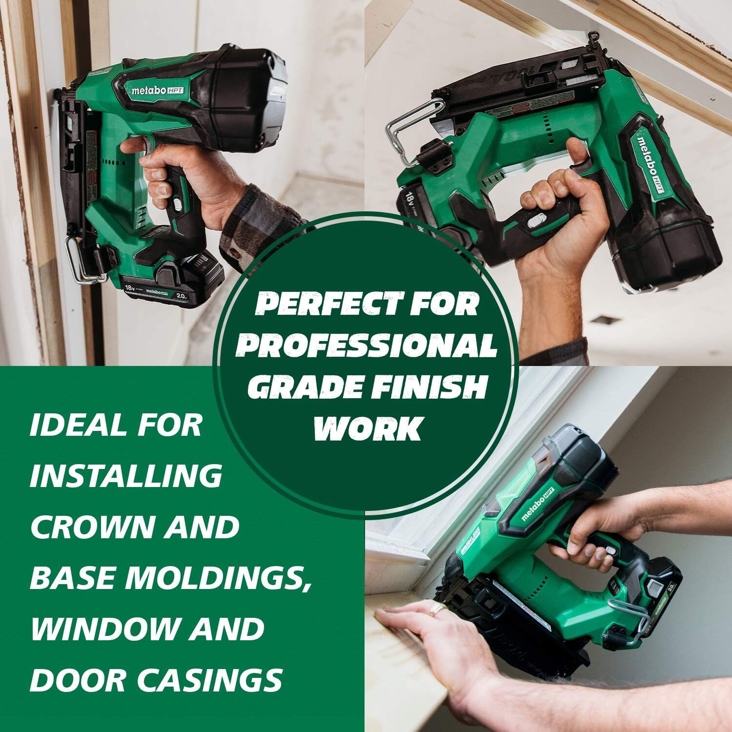 Metabo HPT 18V MultiVolt™ Straight Cordless Finish Nailer Kit, 16 Gauge Finish Nailer, (1) 18V 2.0Ah Lithium Ion Battery w/Fuel Gauge, Accepts Finish Nails, Lifetime Power Tool Warranty, NT1865DMST