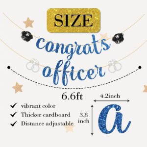 Ambishi Blue Glitter Congrats Officer Banner, Congrats Officer Grad Sign, Class of 2024 Graduation Bunting Decor, Police Academy Graduation Party Decoration Supplies