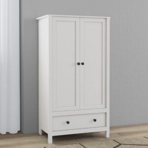 Panana 2 Door Wardrobe, Armoire with Drawer for Bedroom (White)