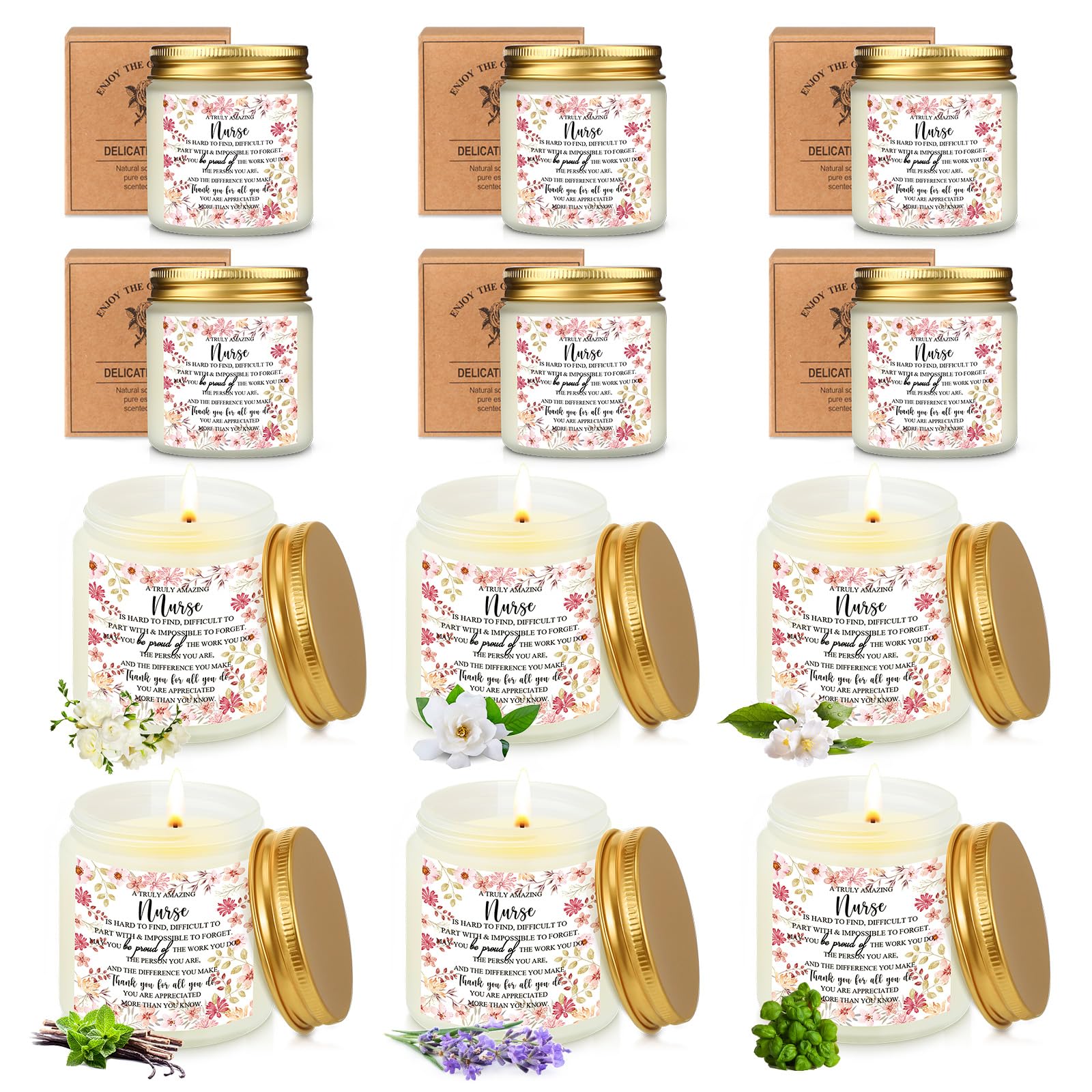 Lewtemi 12 Pcs Appreciation Nurse Week Gifts Candle Bulk for Women Men Nursing School Graduation Gift CNA Week Nurse Day Thank You Gift Lavender Scented Candle for Rn LPN LVN Practitioner(White)