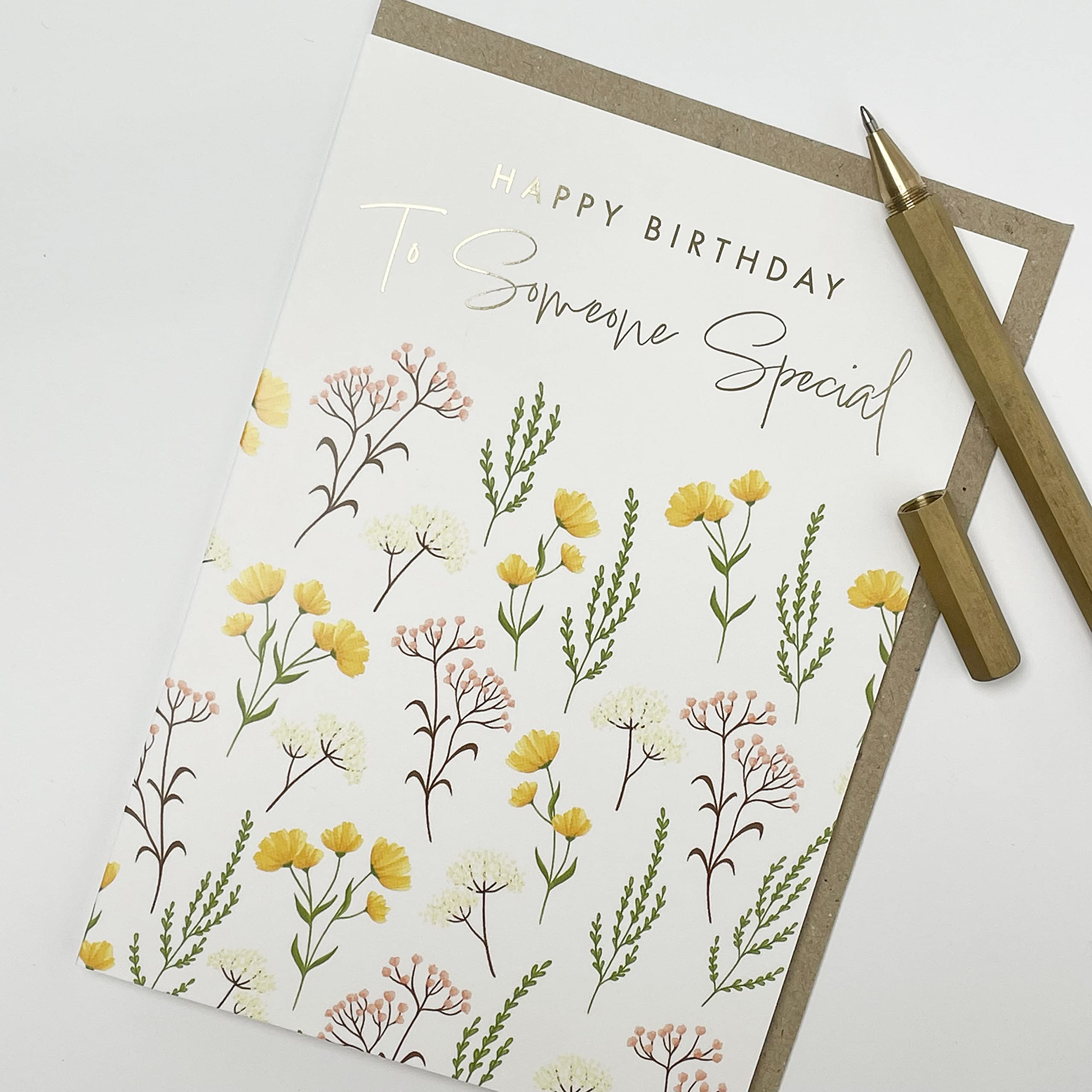 Old English Co. Happy Birthday Card for Someone Special from Bst Friend - Cute Floral Design with Gold Foil - Colourful Artistic Daughter, Sister, Mother Birthday Cards | Blank Inside with Envelope