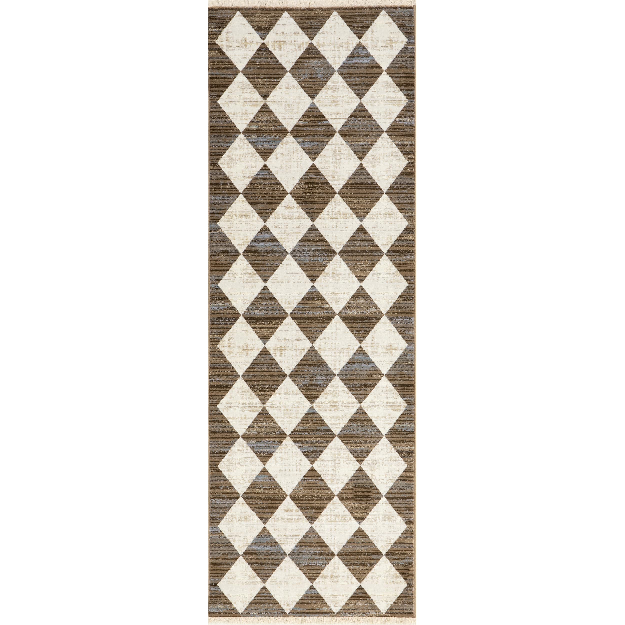 nuLOOM Fringed Performance Indoor Area Rug, Power Loomed, Easy Clean, Durable, Non-Shed, 3' x 8', Meline Beige