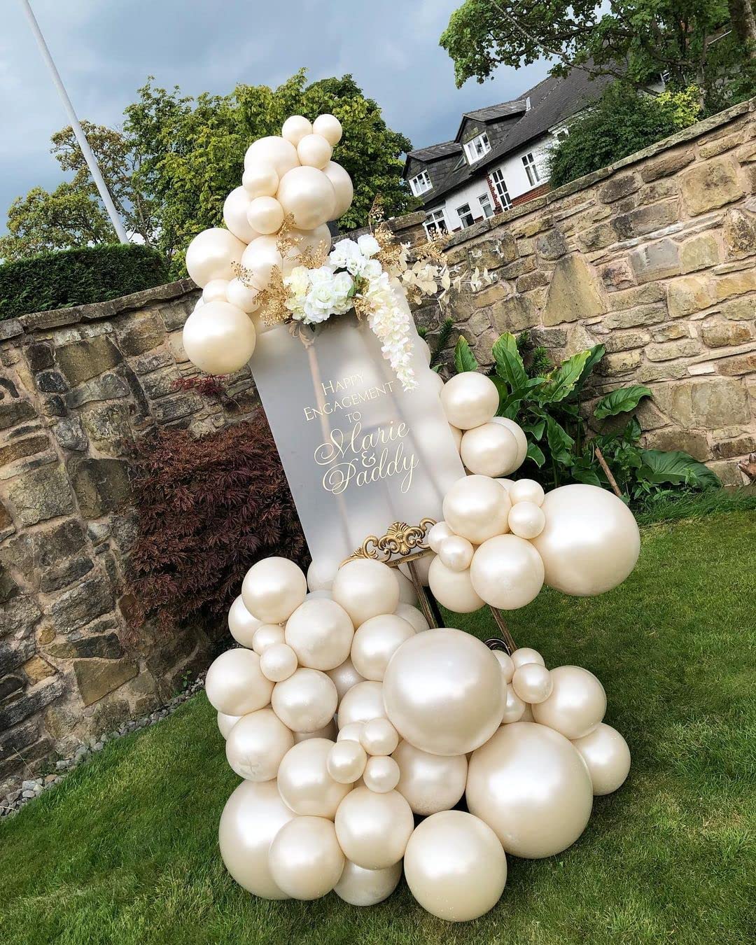 Kozee Pearl white Double-Stuffed Balloons different sizes 63 PACK 18/12/10/5 inch White sand ivory balloon Garland kit For Wedding birde to be Birthday anniversary decorations