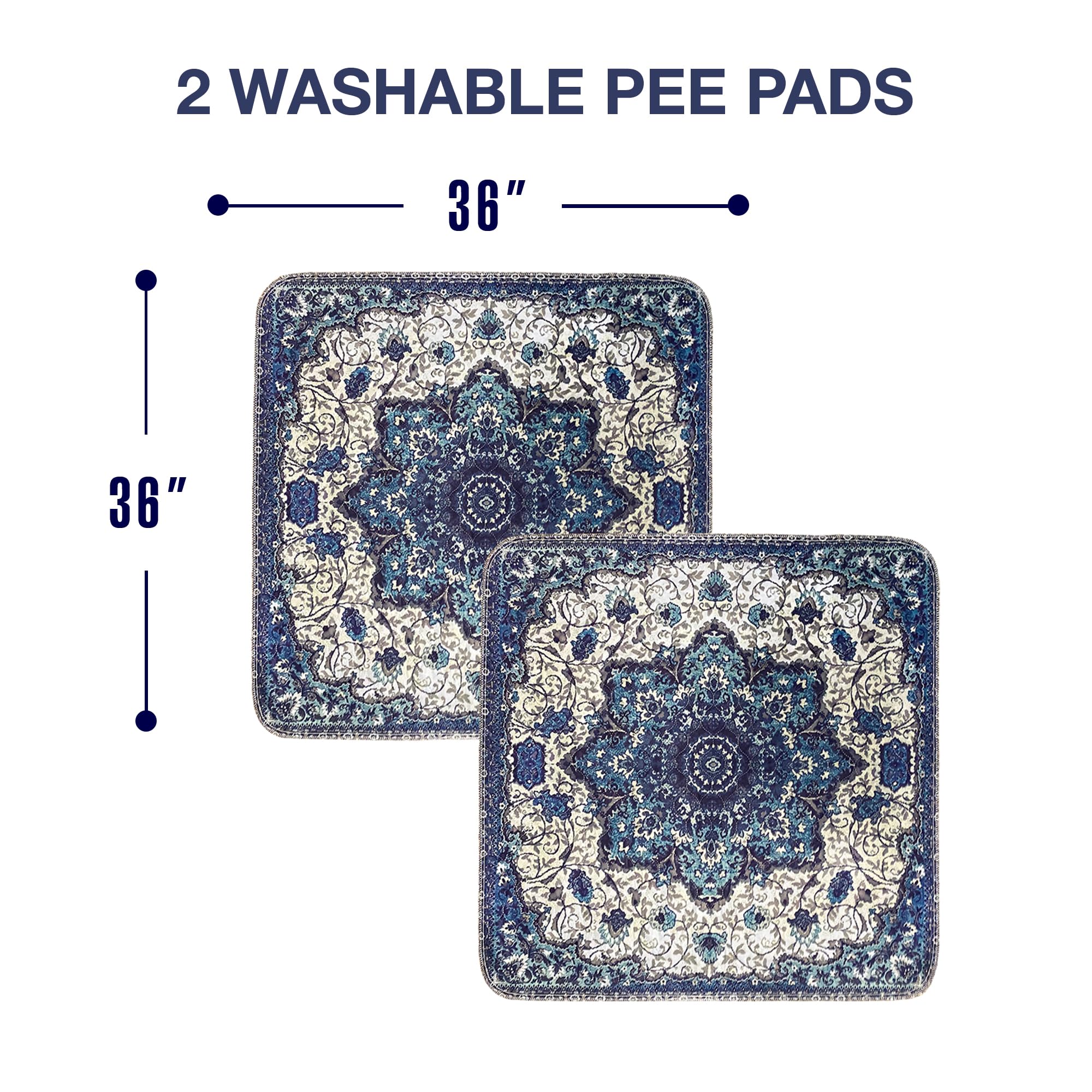 PUPIBOO Washable Pee Pads for Dogs - Super Absorbent Reusable Puppy Training Pads - 100% Waterproof, Leak-Proof & Non-Slip Whelping Pads for Pet Housebreaking