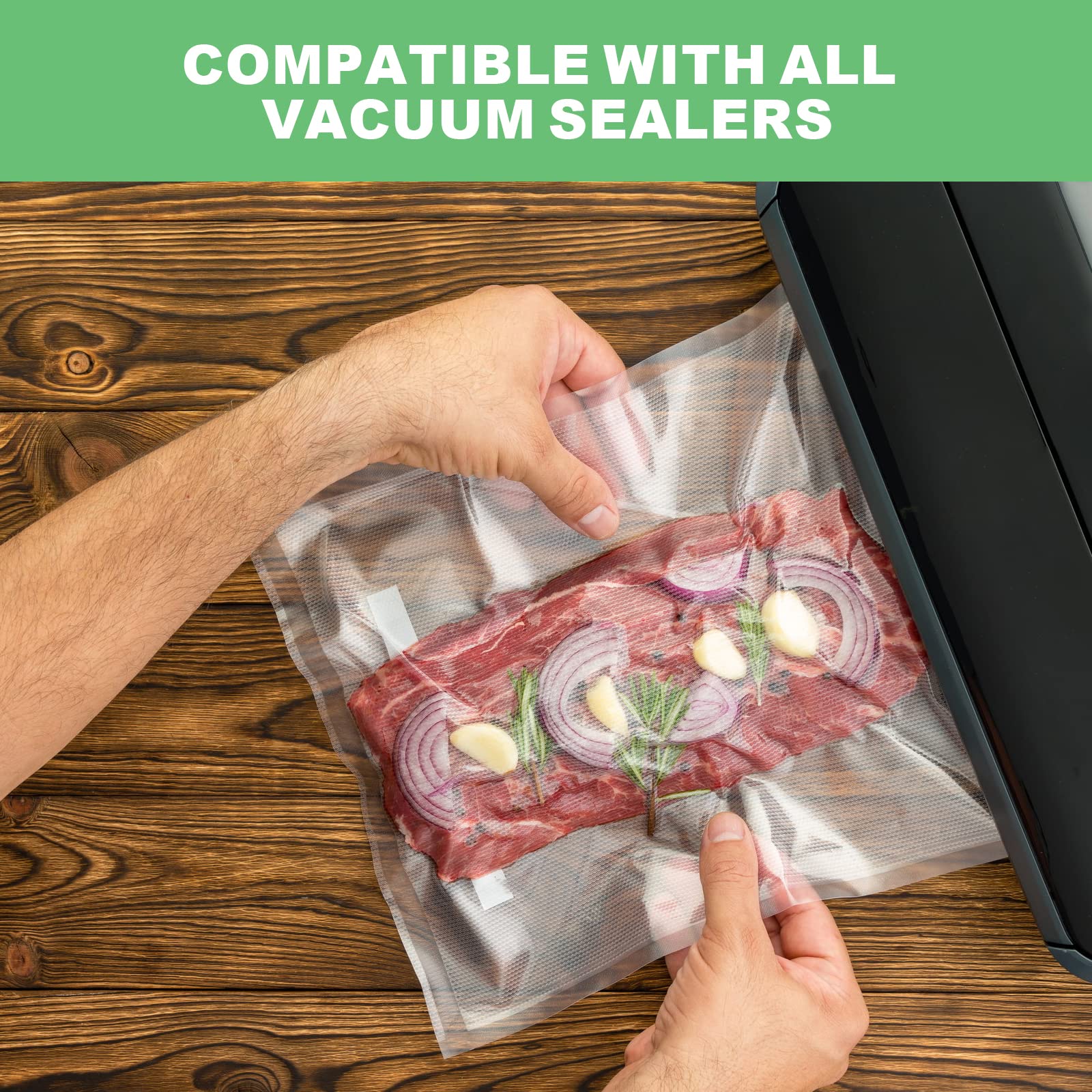 200 Quart Size 8" x 12" Vacuum Sealer Bags, Heavy Duty Vacuum Food Sealer Storage Bags, Vacuum Seal Freezer Bags, BPA Free and Puncture Prevention, Great for Sous Vide Vacuum Seal PreCut Bags