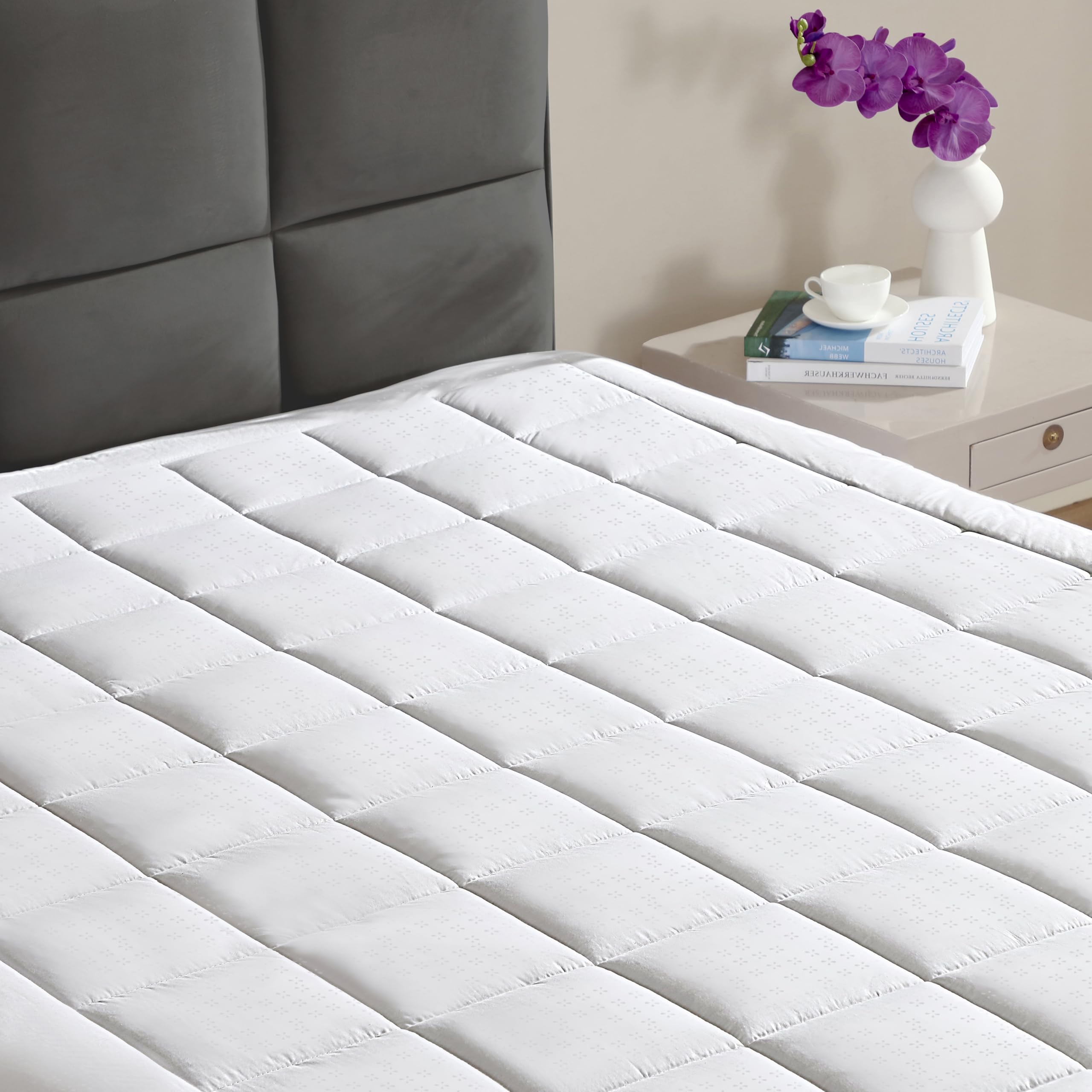 CirclesHome Ultra-Plush Down Alternative Cotton Top Mattress Pad for Comfort & Protection - 48 Inch (75x48)