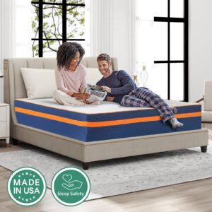 Memory Foam Mattress 14 Inch King Size, Medium Firm Cool Gel Foam Mattress with Breathable Soft Fabric Cover, CertiPUR-US Certified, Made in USA, Supportive & Pressure Relief Mattress