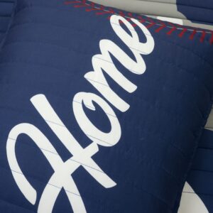 Lush Decor Baseball Game Reversible Oversized Kids 5 Piece Quilt Set, Full/Queen, Navy & Gray