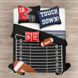 lush decor american football reversible oversized kids 5 piece quilt set, full/queen, black & navy