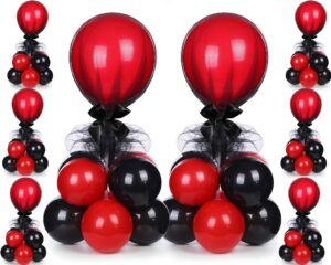 bbto 8 set, black & gold balloon centerpieces kit with 128 pcs latex balloons, reusable balloon sticks, tulle & ribbons for party decoration