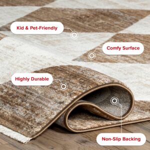 nuLOOM Fringed Performance Indoor Area Rug, Power Loomed, Easy Clean, Durable, Non-Shed, 3' x 8', Meline Beige