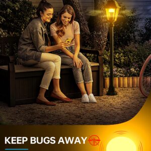 KINDEEP Amber Light Bulbs, 9W Amber Yellow LED Light Bulb, 2000K Soft Warm Light Bulbs, Bug Light Bulbs, 60W Equivalent, E26, for Bedroom, Nursery Room, Porch, Outdoor, Non-Dimmable, 4 Pack