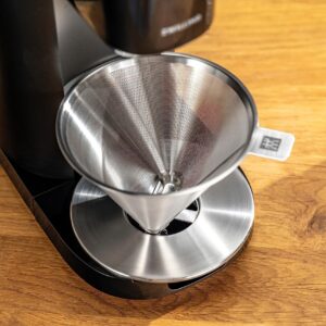 ZWILLING Pour Over Coffee Maker, 16 oz, 1-4 cups, 18/10 Stainless Steel Sustainable and Reusable Filter, Easy-To-Grip Handle with Anti-Slip Bottom Plate, Dishwasher safe