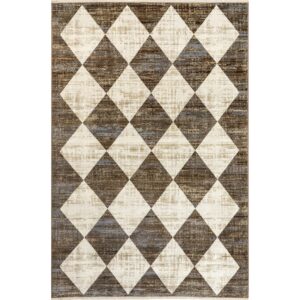 nuLOOM Fringed Performance Indoor Area Rug, Power Loomed, Easy Clean, Durable, Non-Shed, 7' x 10', Meline Beige