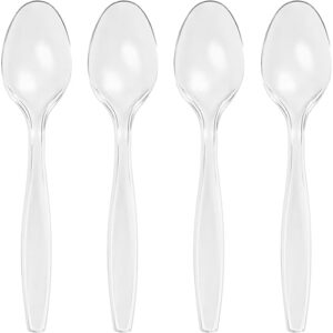 simcha collection inspired clear plastic teaspoons (pack of 48) - king size deluxe & stylish flatware, perfect for birthday parties, special events, catering, everyday use, & more