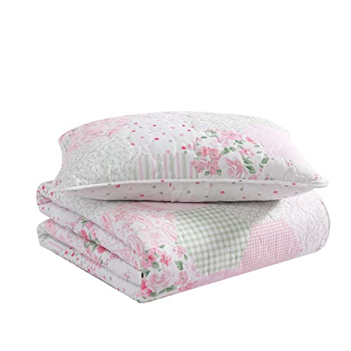 Laura Ashley Kids - Twin Quilt Set, Reversible Kids Bedding with Matching Sham(s), Ideal for Toddler Bedding Set (Ellyn Pink, Twin)