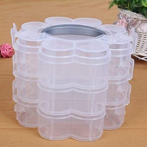 pizarra 3-Tier Clear Plastic Stackable Organiser Storage Hobby Craft Box Container Jewellery Case - Clear