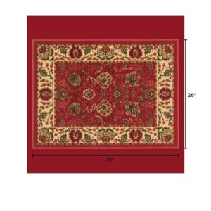 Machine Washable Ottohome Collection Non-Slip Rubberback Oriental Design 2x3 Pack of 2 Indoor Area Rug for Entryway, Bedroom, Kitchen, Bathroom, 2'3" x 3' - Pack of 2, Red