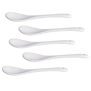 pizarra 5PCS White Porcelain Egg Spoons Ceramic Spoons Coffee Spoon Dessert Spoon Dip Serving Spoon