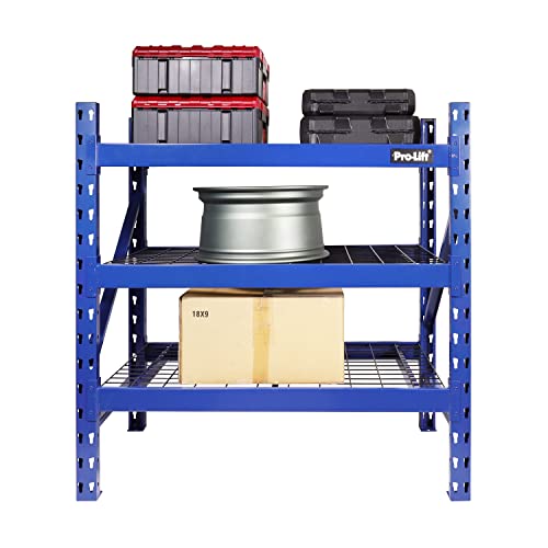 Pro-LifT Garage Storage Shelves - Heavy Duty 3-Tier Adjustable Metal Wire Shelving Units with 3000 lbs Total Capacity for Garage Basement Racking Organization - 48" H X 48" W X 24" D