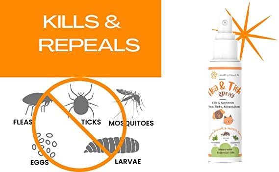 Flea and Tick Spray for Fleas, Ticks and Mosquitoes - Application for Dogs, Cats and Home (100 ml)