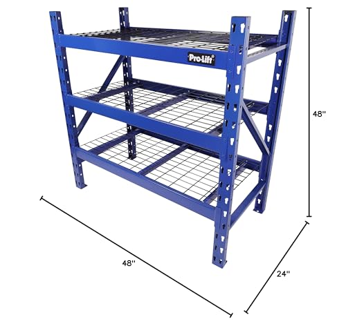 Pro-LifT Garage Storage Shelves - Heavy Duty 3-Tier Adjustable Metal Wire Shelving Units with 3000 lbs Total Capacity for Garage Basement Racking Organization - 48" H X 48" W X 24" D